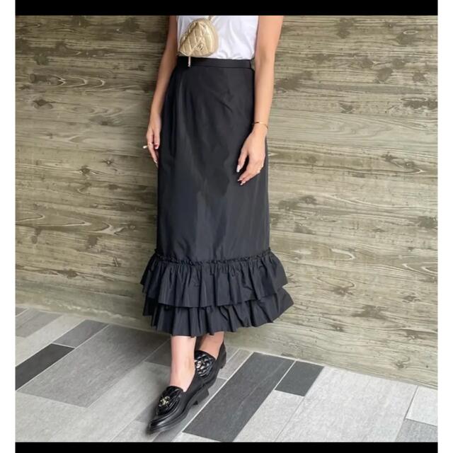 Christian Dior ブラックフリルドレス ロゴ地模様シルク100%-