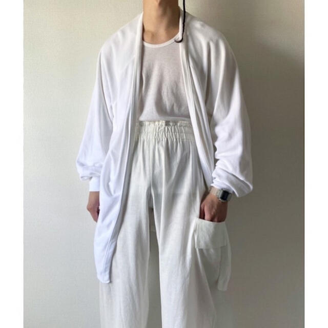 vintage 90s 真っ白 ノーボタン ロング 羽織りコート ロングガウン