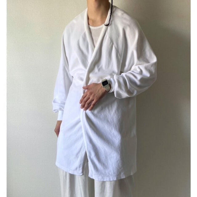 vintage 90s 真っ白 ノーボタン ロング 羽織りコート ロングガウン