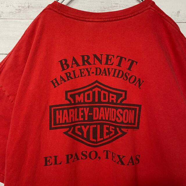 Harley Davidson(ハーレーダビッドソン)の【希少デザイン】ハーレーダビッドソン☆両面プリント　レッド　Tシャツ メンズのトップス(Tシャツ/カットソー(半袖/袖なし))の商品写真