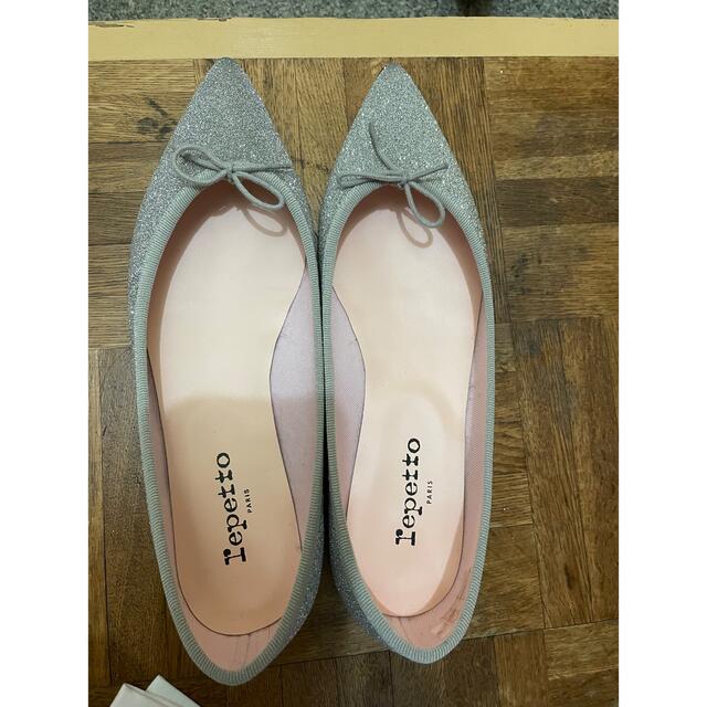 repetto(レペット)のレペット　シルバーラメ　ポインテッドトゥ　バレエシューズ レディースの靴/シューズ(バレエシューズ)の商品写真