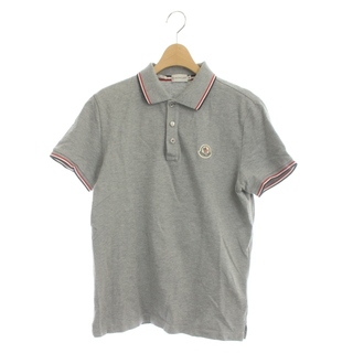 モンクレール(MONCLER)のモンクレール ロゴワッペン ポロシャツ 半袖 コットン M グレー 赤 紺 白(ポロシャツ)