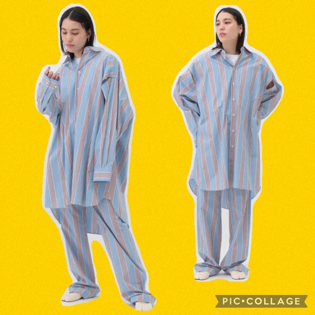 通販 M M M - M M☆ ストライプ シャツ ワンピース Sの通販