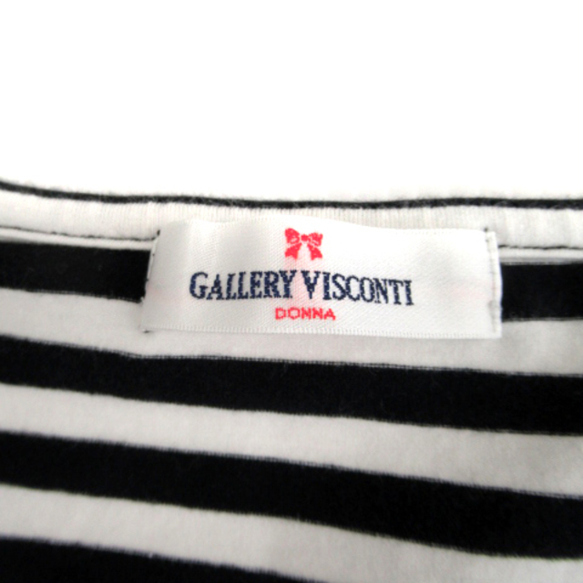 GALLERY VISCONTI(ギャラリービスコンティ)のギャラリービスコンティ Tシャツ カットソー ボーダー柄 リボン 3 黒 レディースのトップス(Tシャツ(半袖/袖なし))の商品写真