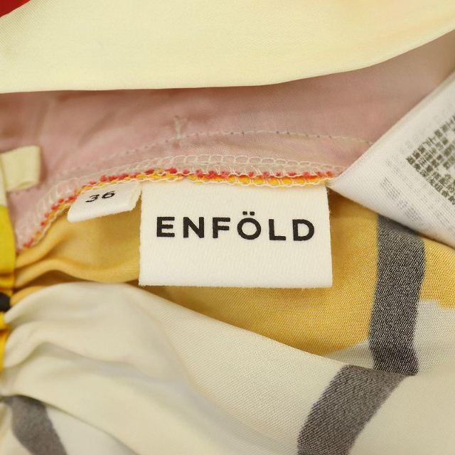 ENFOLD(エンフォルド)のエンフォルド ワイドパンツ イージー サテン 総柄 S アイボリー マルチカラー レディースのパンツ(その他)の商品写真