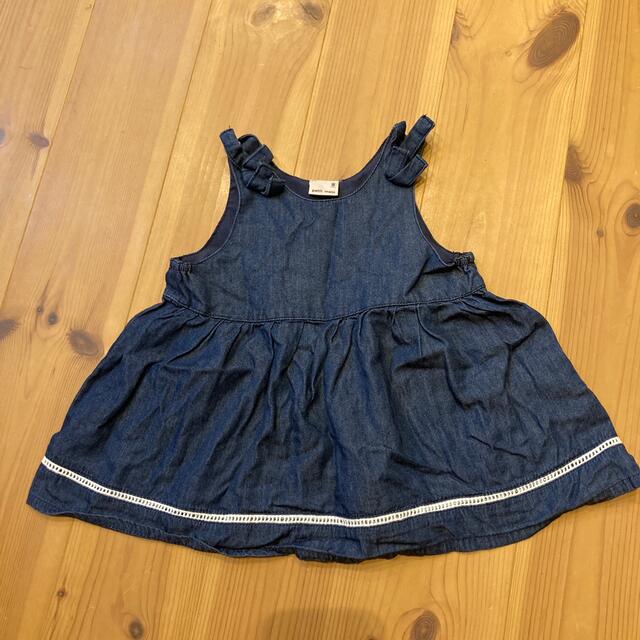 petit main(プティマイン)のpetit main デニム風ワンピース　80 キッズ/ベビー/マタニティのベビー服(~85cm)(ワンピース)の商品写真