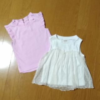 プティマイン(petit main)の90cm♥petit main トップス ノースリーブ チュール 2点セット(Tシャツ/カットソー)