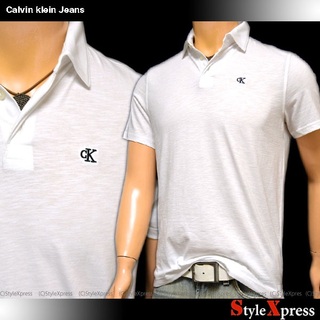 カルバンクライン(Calvin Klein)の新品 カルバンクライン ジーンズ 白 L ロゴ ポロシャツ ck(ポロシャツ)