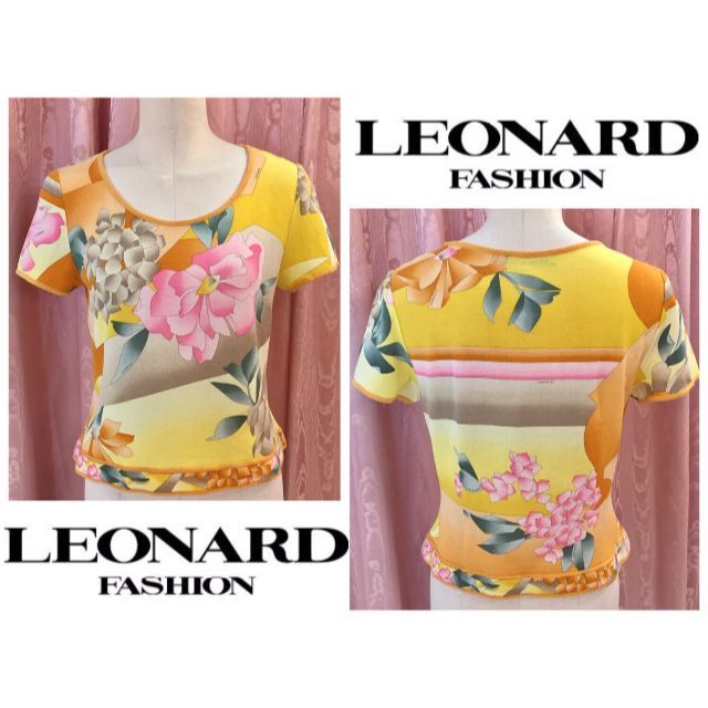 未使用 LEONARD レオナール 半袖カットソー 綿100% 花柄 Mサイズ