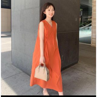 cara katrin TOKYO  tuck sun-dress オレンジ(ロングワンピース/マキシワンピース)