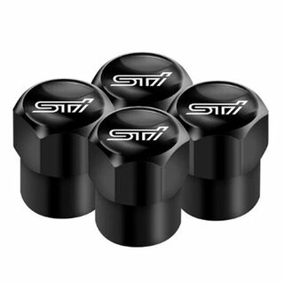 スバル STI タイヤバルブ エアーバルブ キャップ 黒 (4個セット)