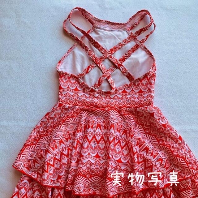 ✿ 水着 ✿ 120 ホルターネック 赤 ワンピース フリル 可愛い 女の子 キッズ/ベビー/マタニティのキッズ服女の子用(90cm~)(水着)の商品写真