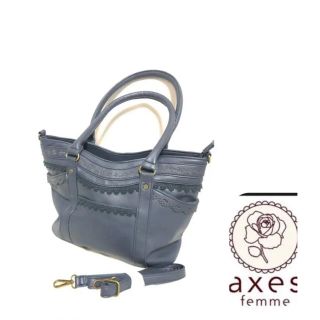 アクシーズファム(axes femme)のaxes femmeアクシーズファム未使用2wayショルダーバッグ薔薇レース紺(ショルダーバッグ)