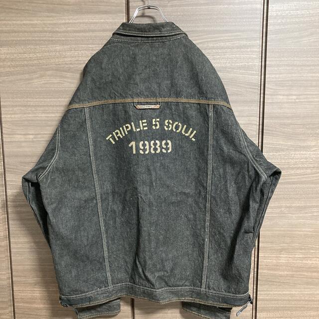555SOUL(トリプルファイブソウル)の古着555SOULトリプルファイブソウル　ブラックデニムジャケット　ビッグサイズ メンズのジャケット/アウター(Gジャン/デニムジャケット)の商品写真
