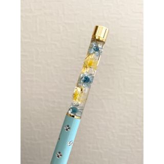 【パステルブルー花の刻印】ハーバリウムボールペン　ハンドメイド　プレゼント(その他)