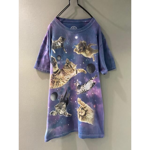 ビンテージ タイダイ 染 アニマル 猫 月 宇宙 Tシャツ サイケデリック