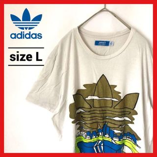 アディダス(adidas)の90s 古着 アディダス Tシャツ トレフォイルロゴ ビッグロゴ 白T L(Tシャツ/カットソー(半袖/袖なし))