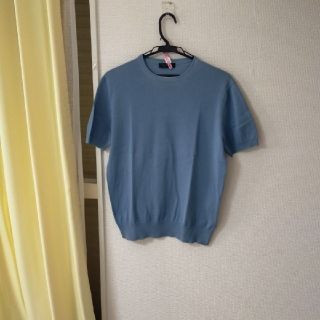 プラダ(PRADA)のプラダ半袖Tシャツ　イタリア製　ブルー(ニット/セーター)