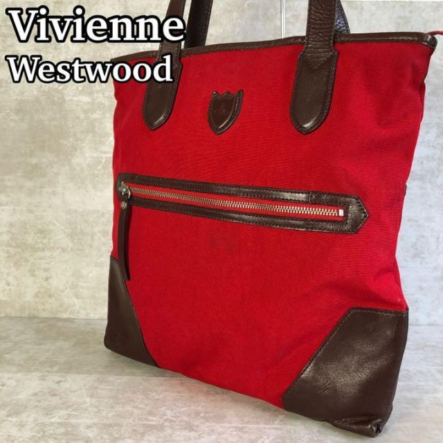 Vivienne Westwood(ヴィヴィアンウエストウッド)の【良品】ヴィヴィアンウエストウッド　トートバッグ　オーブ　レザー　キャンバス メンズのバッグ(トートバッグ)の商品写真