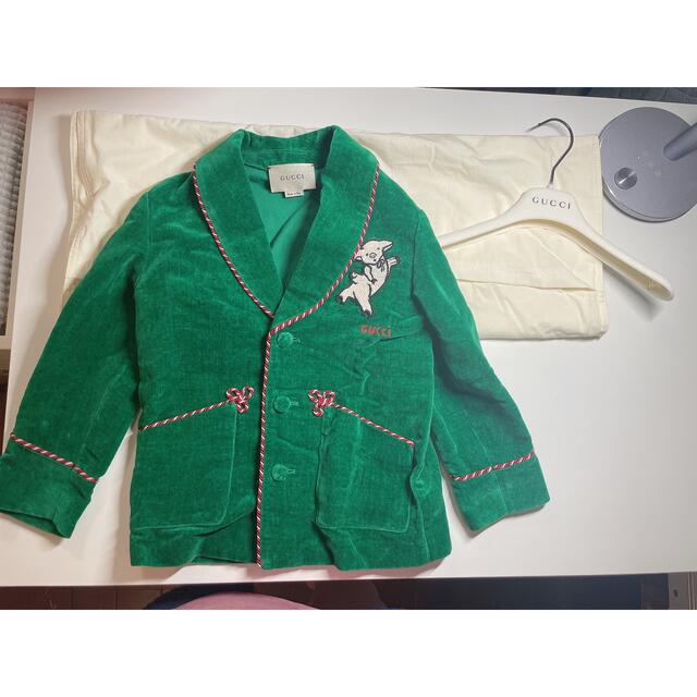 Gucci(グッチ)の美品　GUCCI（グッチ）ベロア刺繍ジャケット　グリーン　緑　 キッズ/ベビー/マタニティのキッズ服男の子用(90cm~)(ジャケット/上着)の商品写真