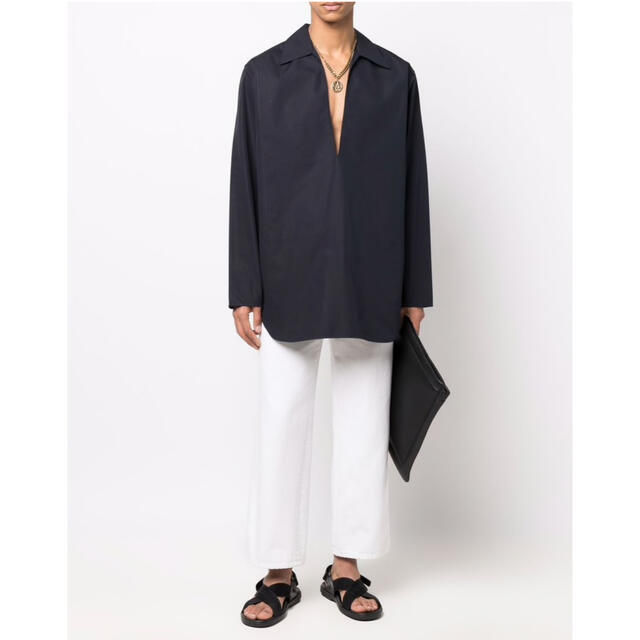 ネイビーシー JIL SANDER ジルサンダー オーバーサイズVネックシャツ