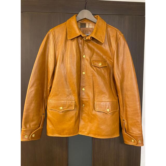 牛革(アメリカ産)本革　純銅レザージャケット　オレンジブラウン　未使用に近い美品レザージャケット