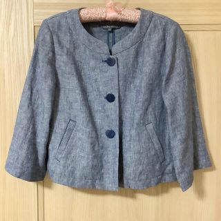 ローラアシュレイ(LAURA ASHLEY)のローラアシュレイ　ノーカラー　麻ジャケット　11号(ノーカラージャケット)