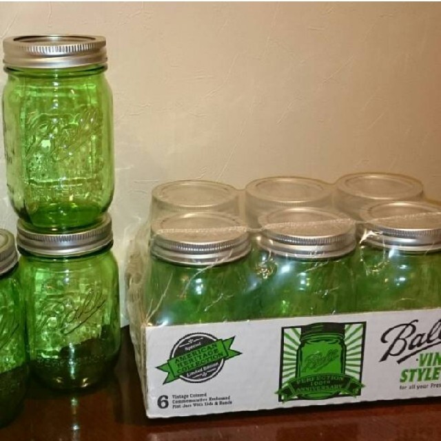 新品送料無料 メイソンジャー ball 6個セット 限定色 保存瓶 緑　グリーン