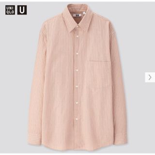 ユニクロ(UNIQLO)の2020SS ユニクロU ストライプレギュラーカラーシャツ　ピンク　L(シャツ)