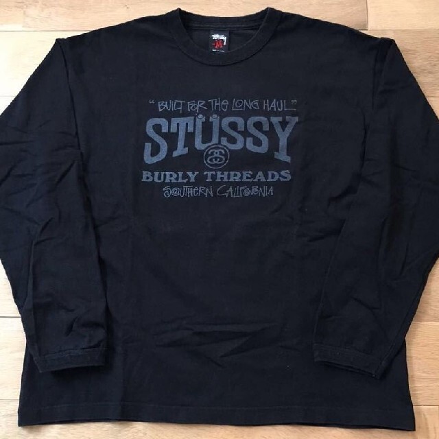 STUSSY(ステューシー)のステューシーSSロゴSTUSSY長袖TシャツBURLY THREADS黒ロンT メンズのトップス(Tシャツ/カットソー(七分/長袖))の商品写真