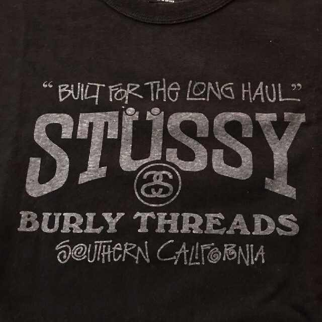 STUSSY(ステューシー)のステューシーSSロゴSTUSSY長袖TシャツBURLY THREADS黒ロンT メンズのトップス(Tシャツ/カットソー(七分/長袖))の商品写真