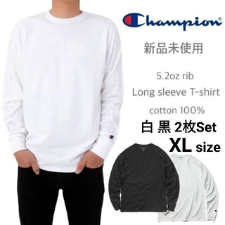 チャンピオン(Champion)の新品未使用 チャンピオン 5.2oz 無地 ロンT 白黒 2枚セット XLサイズ(Tシャツ/カットソー(七分/長袖))