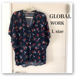 グローバルワーク(GLOBAL WORK)のグローバルワーク♡花柄　ブラウス♡ネイビー♡紺(シャツ/ブラウス(半袖/袖なし))