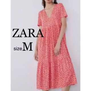 ザラ(ZARA)のZARA ザラ　小花柄　ワンピース ティアード　ロングワンピース  M フラワー(ロングワンピース/マキシワンピース)