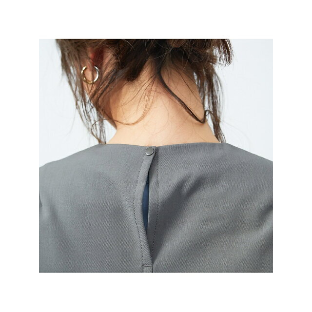 qualite - 【チャコールグレー】強撚ギャバクルーネックトップスの通販