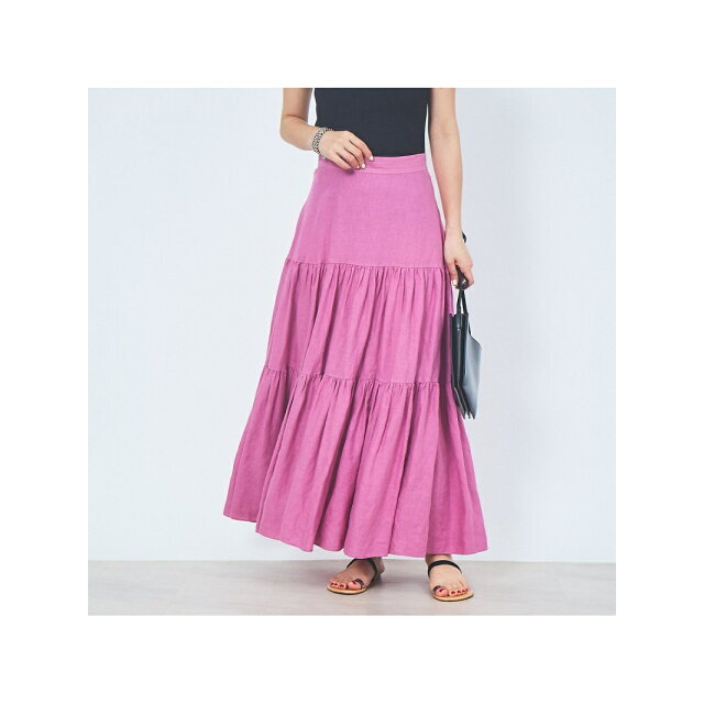 【ピンク】麻製品染スカート