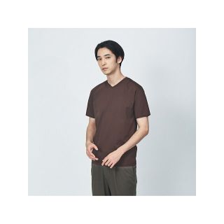 アバハウス(ABAHOUSE)の【ブラウン】【展開店舗限定】シルケット天竺 Vネック 半袖Tシャツ(Tシャツ/カットソー(半袖/袖なし))