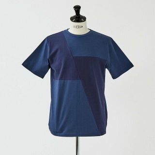 ゴーサンゴーイチプールオム(5351 POUR LES HOMMES)の【ブルー】スラッシュパッチワーク半袖Tシャツ(その他)