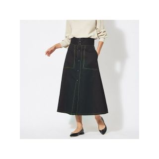 【ブラック】コットンラミーボタンフロントスカートの通販 by 36