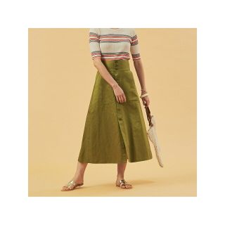 カーキ】コットンラミーボタンフロントスカートの通販 by 36 Quatre