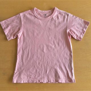 ユニクロ(UNIQLO)のUNIQLO KIDS コットンクルーネックT ピンク130cm(Tシャツ/カットソー)