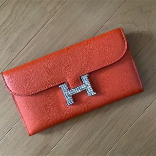 オレンジ　スワロフスキー　財布　長財布　H(長財布)