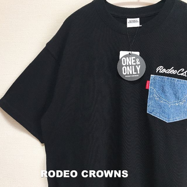 レディース【RODEO CROWNS】デニムポケ 刺繍ロゴ ビックTシャツ タグ付未使用