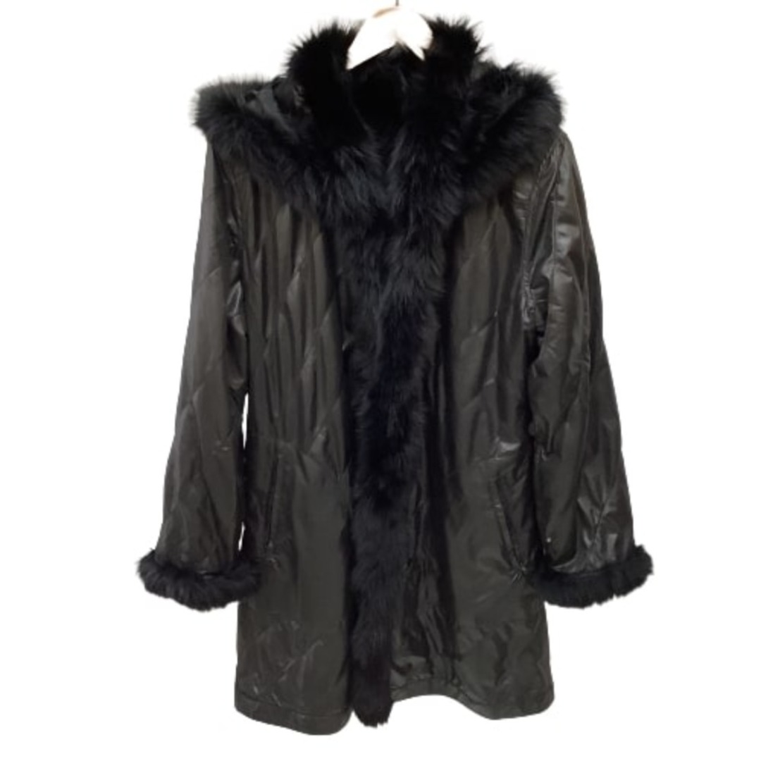 ♪♪ レディース 最高級フォックス リバーシブル 毛皮 コート  SIZE F ブラック レディースのジャケット/アウター(毛皮/ファーコート)の商品写真