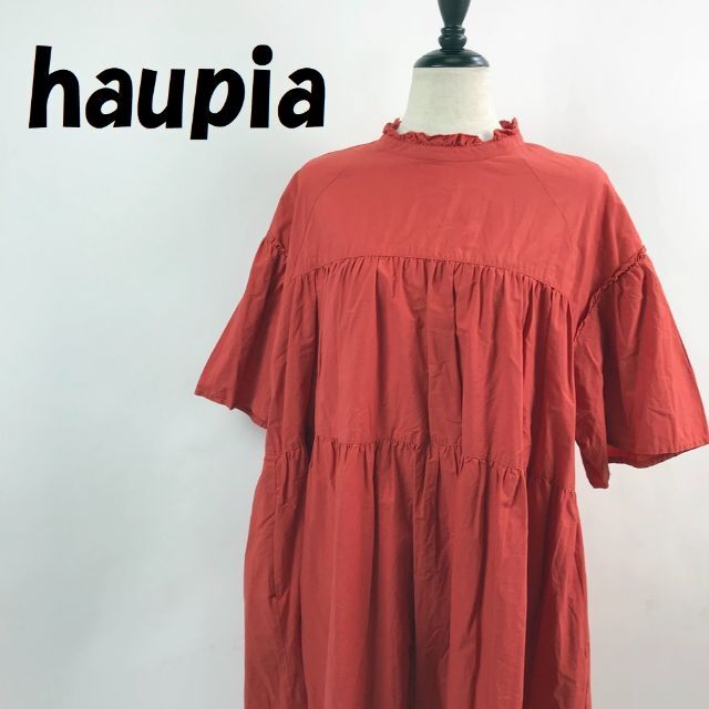 haupia ワンピース ティアードワンピース 半袖 オレンジ サイズ38 レディースのワンピース(ひざ丈ワンピース)の商品写真
