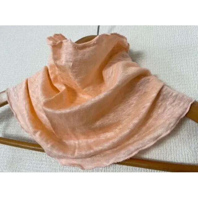 ゆったりリネン麻100%オレンジピンク&スラブ生地シングルネックウォーマー レディースのファッション小物(ネックウォーマー)の商品写真