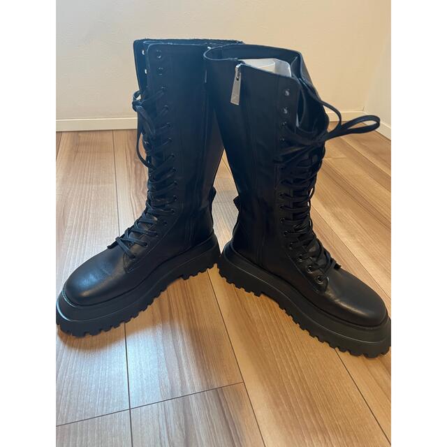 ソルボワ ZARA 編み上げロングブーツ レザーブーツ - 通販 - www ...