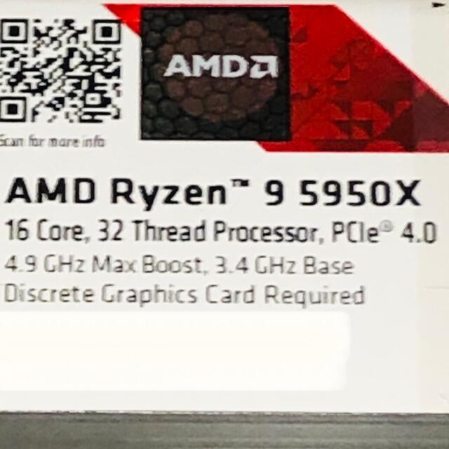 本日限り限定:新品未開封品】AMD Ryzen 9 5950Xの通販 by garage's ...