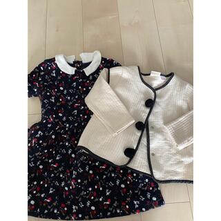 プチバトー(PETIT BATEAU)のプチバトーワンピース&ZARAポンポンジャケットセット(ジャケット/上着)