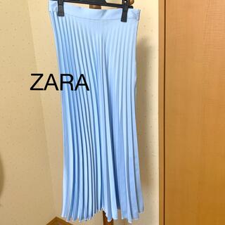 ザラ(ZARA)の【新品/未使用】ZARA プリーツロングスカート 空色 XS(ロングスカート)